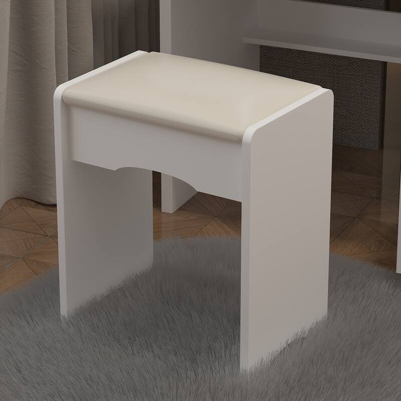 Kerrogee Makeup Vanity Set with Adjustable Lighted Mirror & Stool - 39.4"L x 19.7"W x 53.5"H