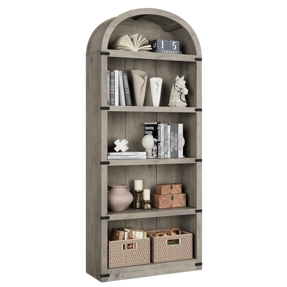71.7" Tall Arched Bookshelf, 5-Tier Arched Display Cabinet with Storage Shelves