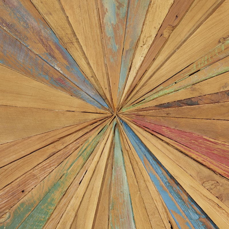 Teak Wood Starburst Handmade Radial Home Wall Decor - Brown - Roche River Decor