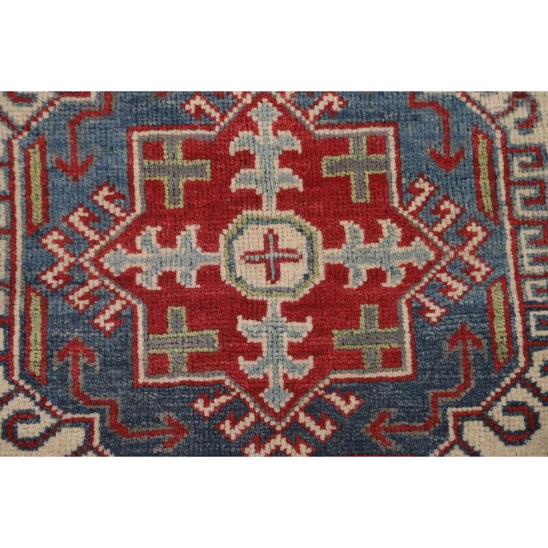 Ivory Kazak Area Rug Handmade Wool Carpet - 4'11" x 6'8"