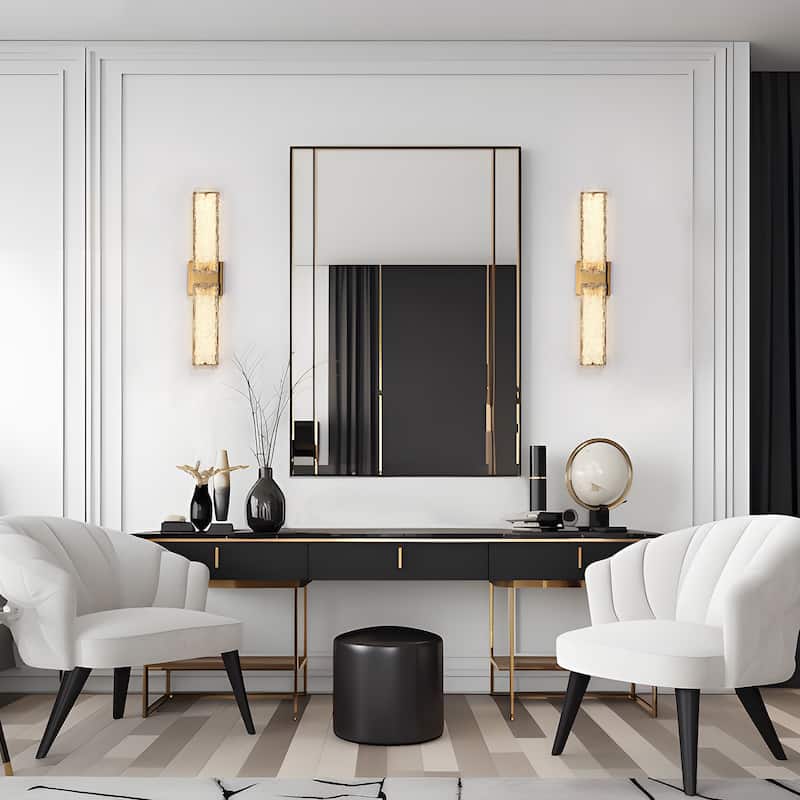 Modern Glam 1-Light LED Gold Wall Sconces Bathroom Vanity Lights - W 24.6" x H 4.7"