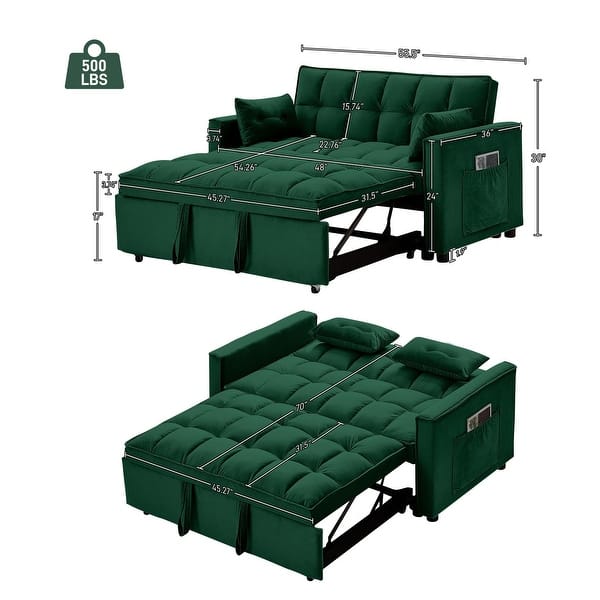 dimension image slide 8 of 10, Ouyessir 3 in 1 Multi-Functional Convertible Sleeper Sofa Bed
