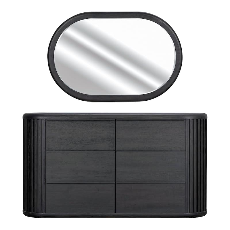 Furniture of America Caelan II Modern 6-Piece Black Solid Wood Panel Bedroom Set with Motion Light
