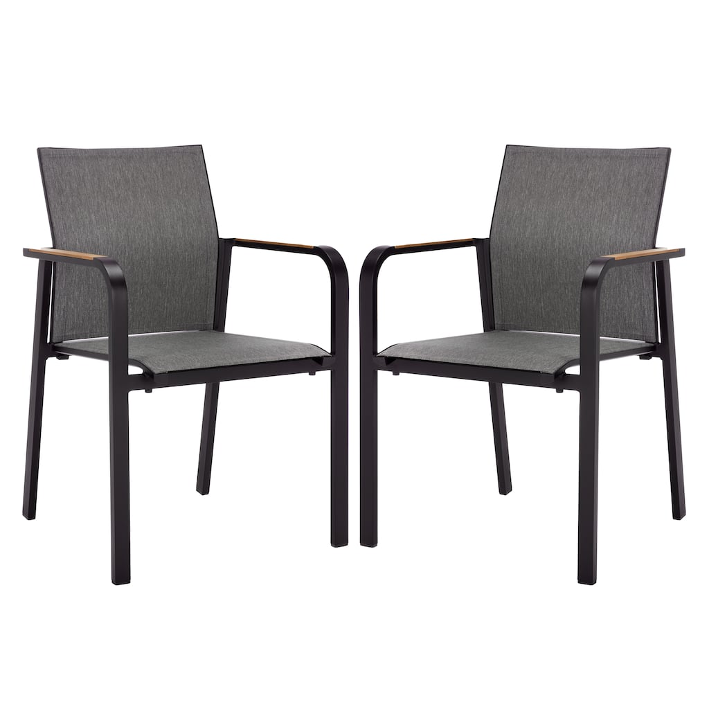 SAFAVIEH Outdoor Living Dexter Armchair with Teak (Set of 2)