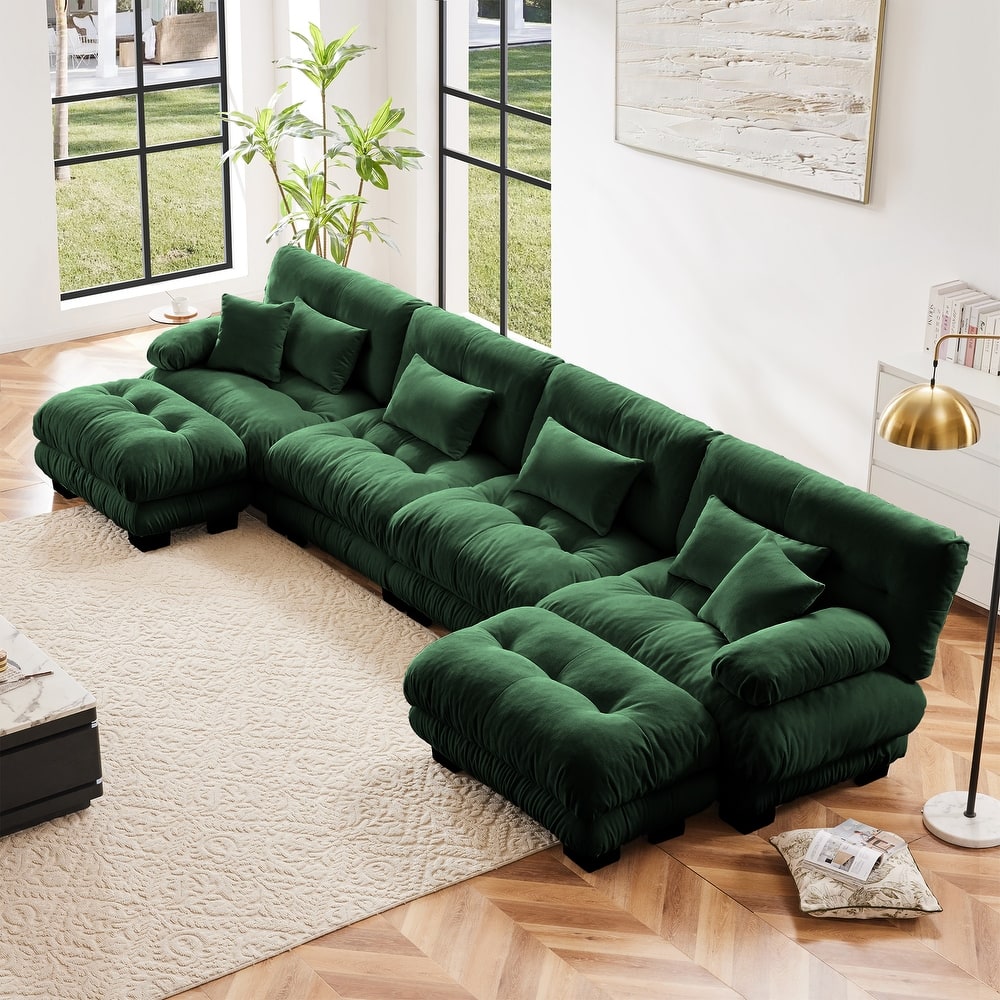 4-Seater U-Shaped Free Combination Modular Sofa with 2 Ottomans
