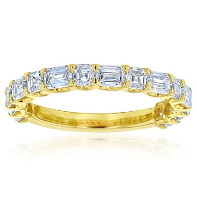 Kobelli 1.80 Carats Lab Grown Diamond Solid 14k Gold Asscher & Emerald Streamline Near Eternity Coco Ring