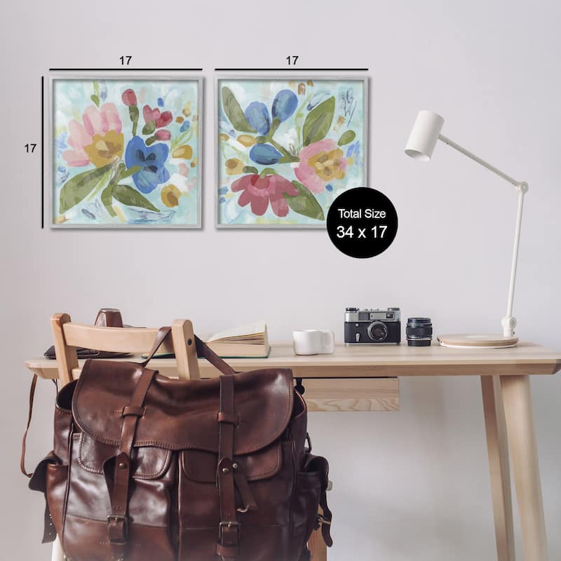 Stupell Eclectic Flower Bundles Framed Giclee Art Design By June Erica Vess (Set of 2)