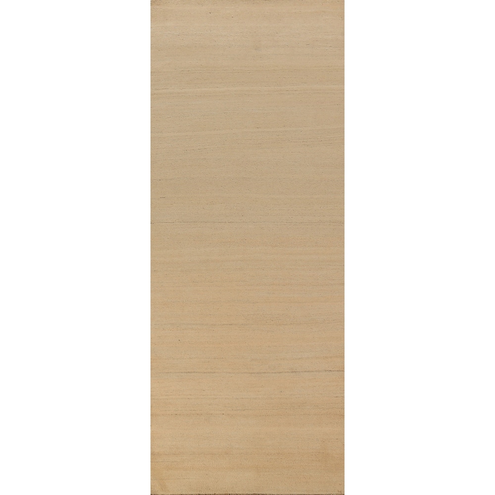 Modern Gabbeh Runner Rug Hand-Knotted Tribal Wool Carpet - 2'9" x 9'6"