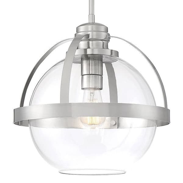 slide 2 of 11, Savoy House Pendleton 14" Wide Pendant with Glass Shade Satin Nickel