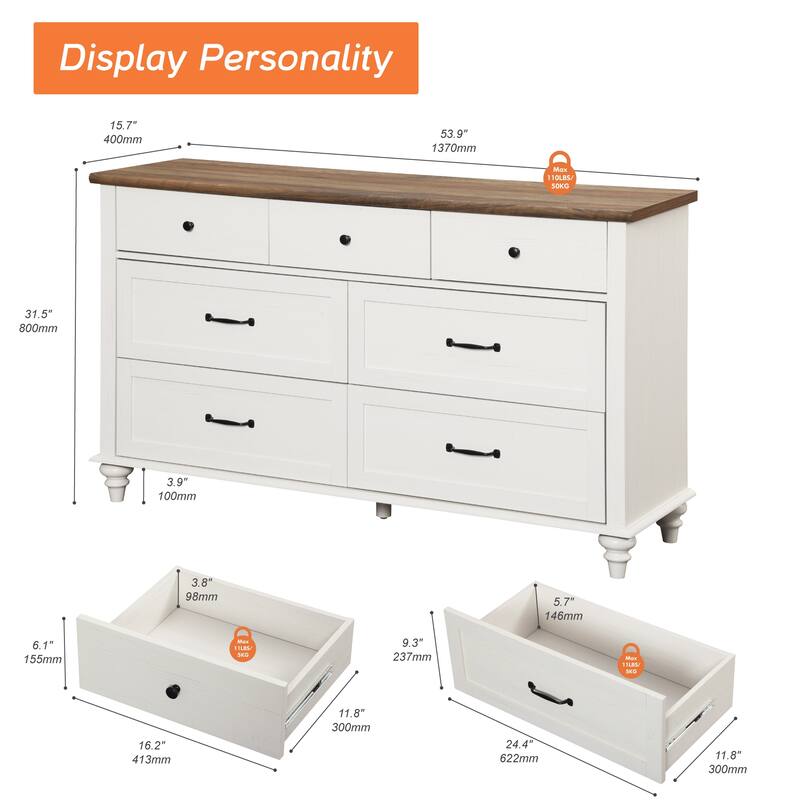 Kids Dresser with 7/8 Drawers for Bedroom, Wide Dresser for Kids Room