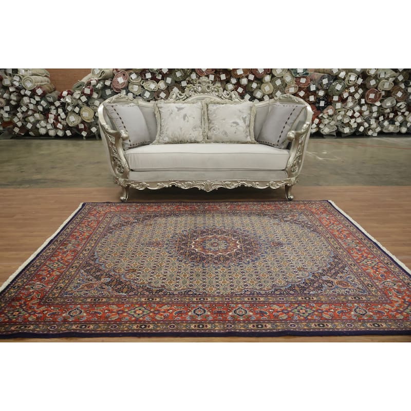 Hand Knotted Oriental 100% Wool Carpet Traditional Geometric Beige & Ivories Mood Area Rug - 8' 0'' X 6' 5''