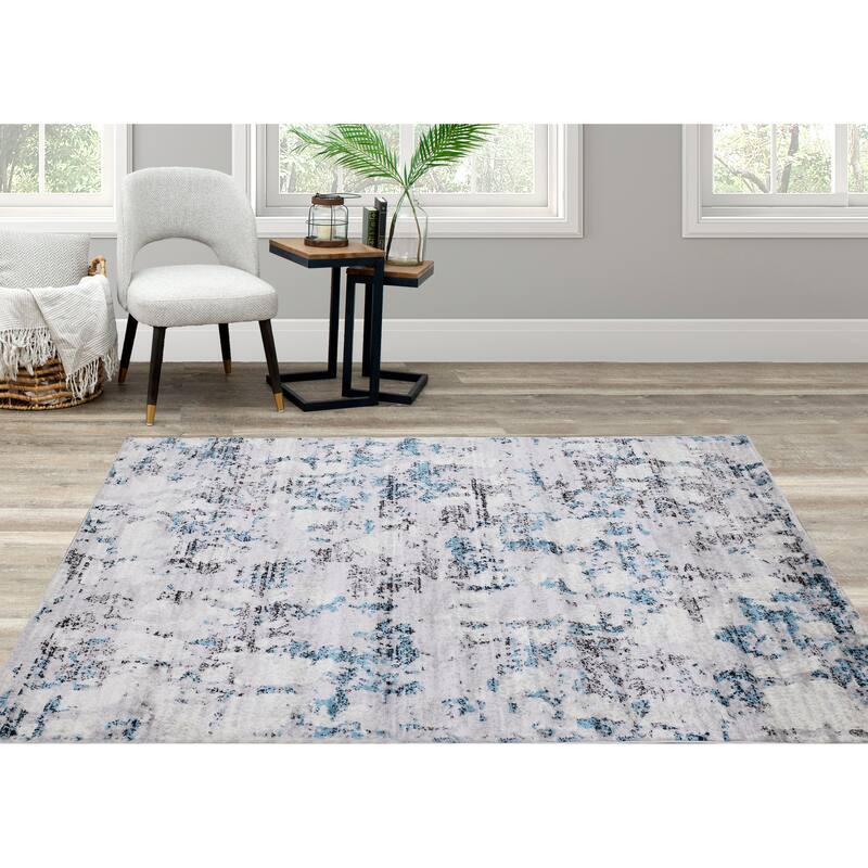 Madrid Collection - Grey Distressed Blue Spackle Rug
