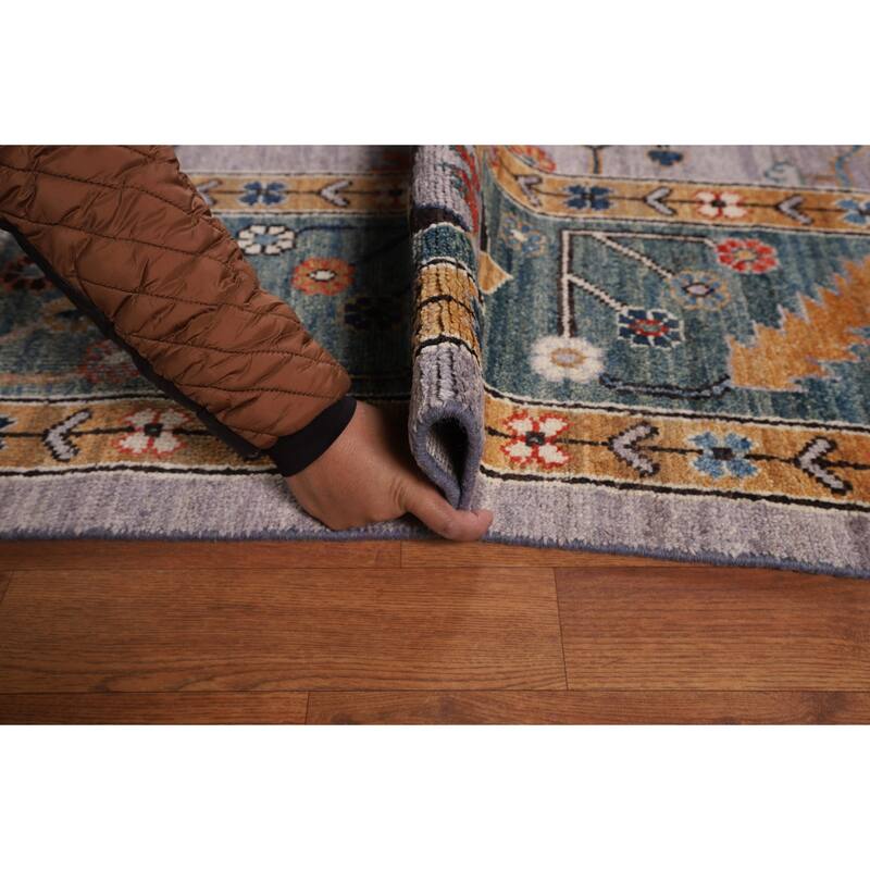 Vegetable Dye Grey Oushak Turkish Rug Hand-Knotted Wool Carpet - 8'9"x 11'9"