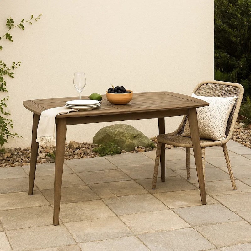 Sumona Outdoor Dining Table, Extendable, Brown Acacia Wood, 71-95 Inch