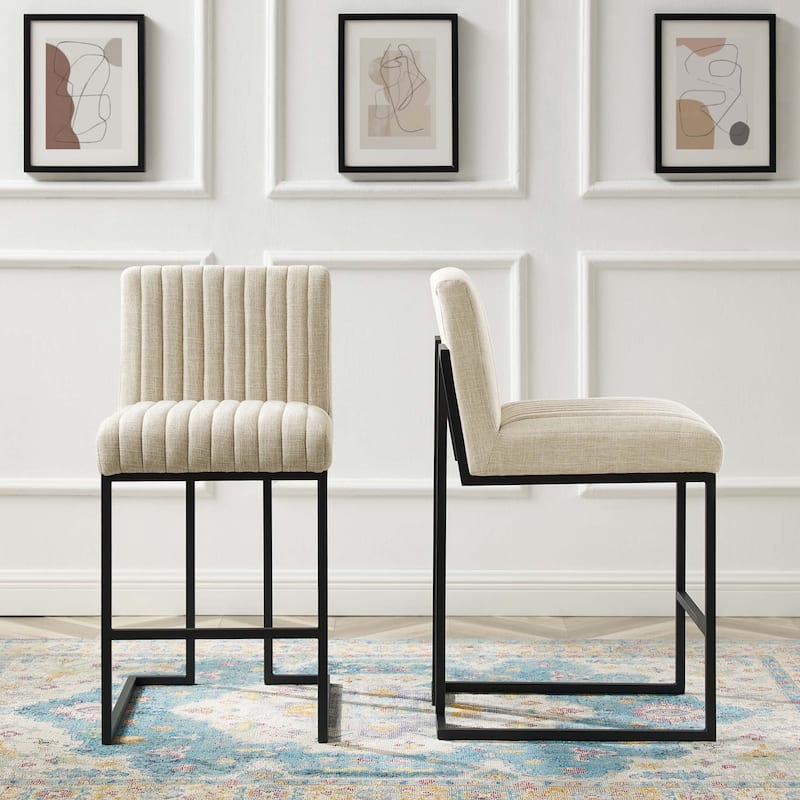 Indulge Channel Tufted Fabric Counter Stools - Set of 2