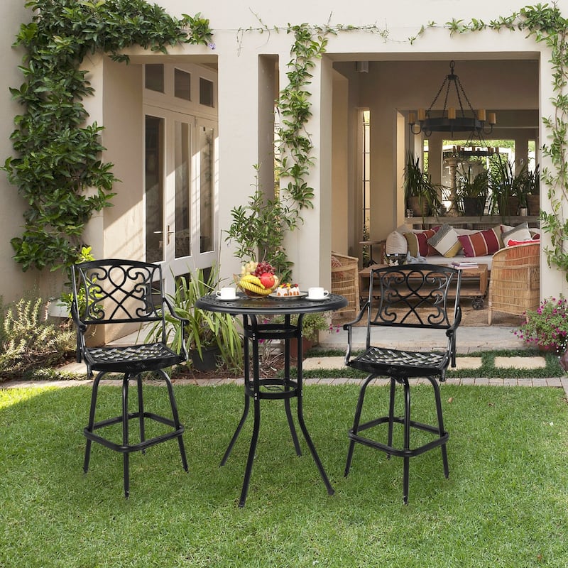 32" Bronze Aluminum Powder Coated Round Bar Table with 4 Legs Suitable for Indoor or Outdoor - 31.89”L x 31.89”W x 40.94"H