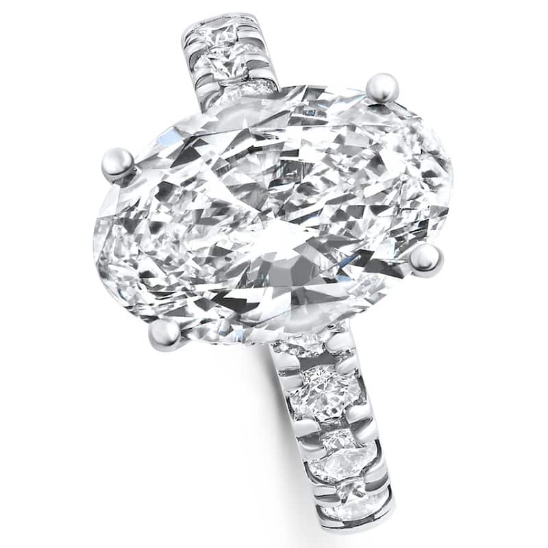Certified 5.28Ct Oval Diamond Side Halo Engagement Ring White Gold Lab Grown