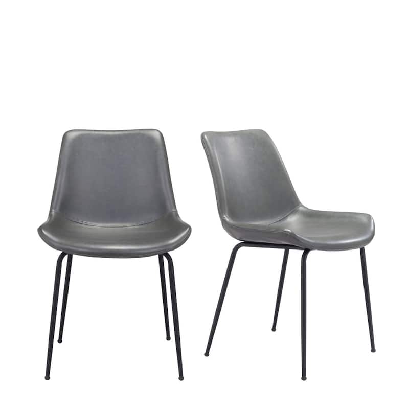 HomeRoots Set of Two Gray And Black Upholstered Faux Leather Dining Side Chairs - 19.7