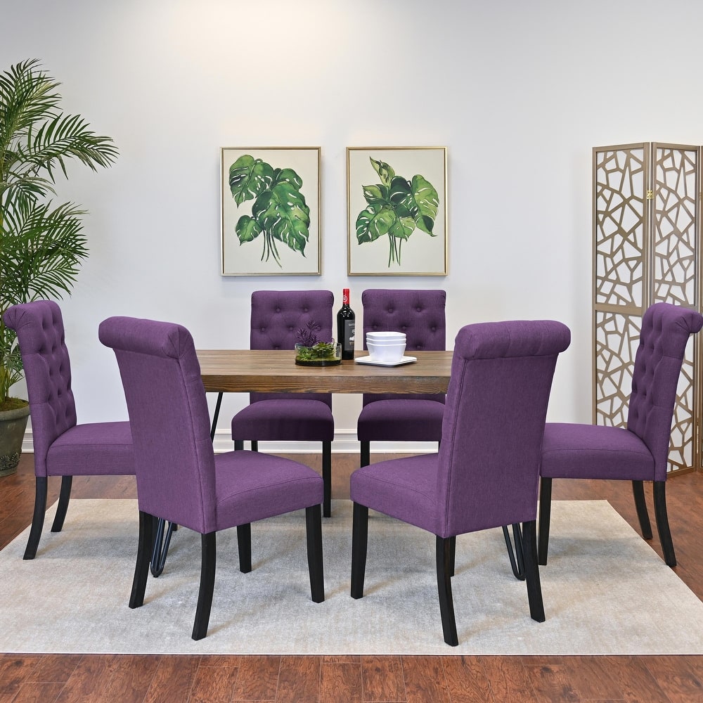 Roundhill Furniture Ashford 7-Piece Dining Set, Hairpin Dining Table with 6 Chairs