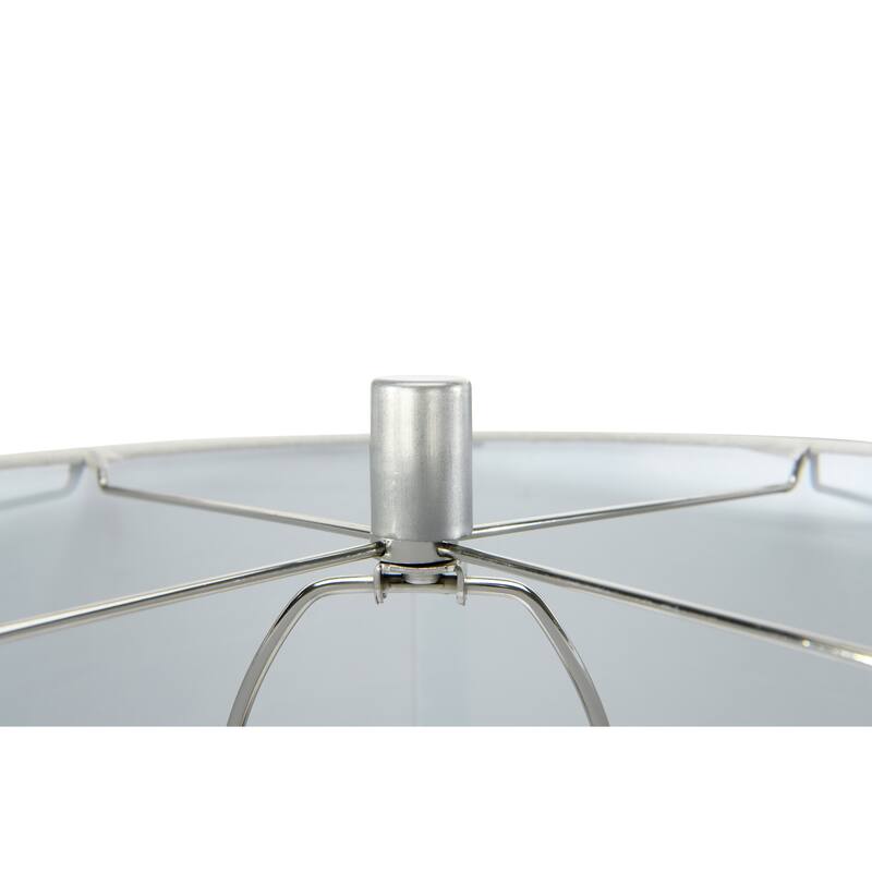 Faceted Stacked Metal Table Lamp with Linen Shade