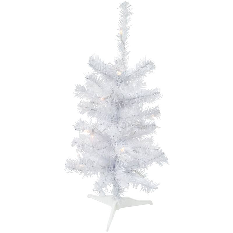 2' Pre-Lit Woodbury White Pine Slim Artificial Christmas Tree Clear Lights