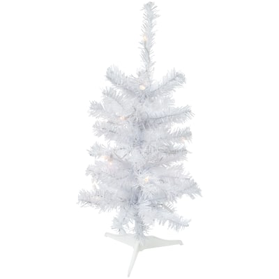 2' Pre-Lit Woodbury White Pine Slim Artificial Christmas Tree Clear Lights