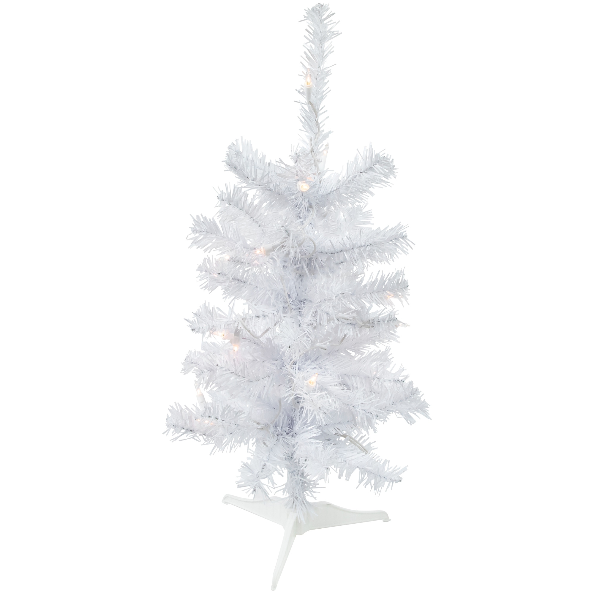 2' Pre-Lit Woodbury White Pine Slim Artificial Christmas Tree Clear Lights