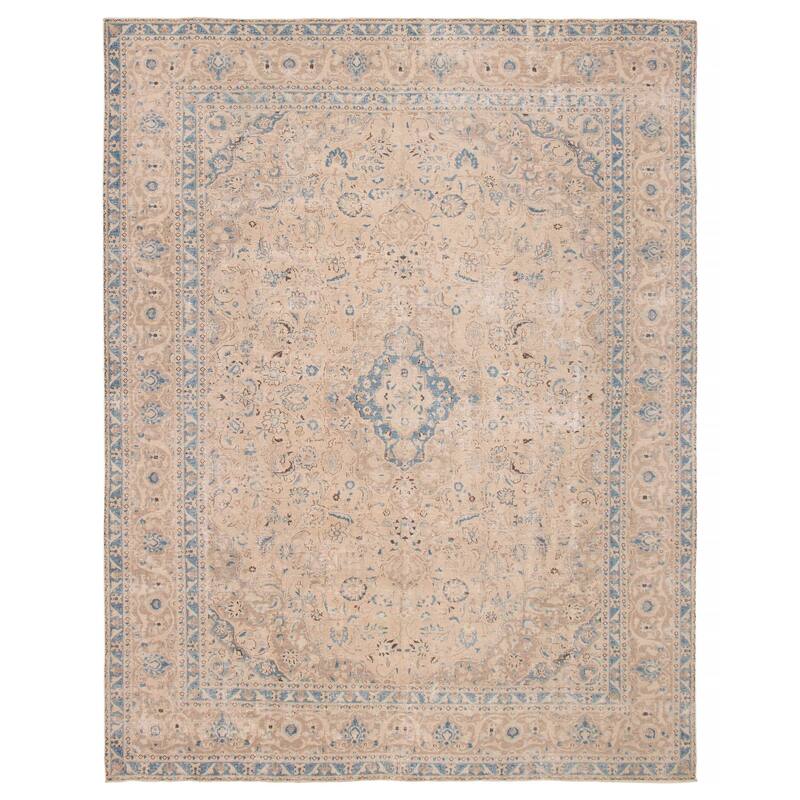 ECARPETGALLERY Hand-knotted Antalya Vintage Beige Wool Rug - 9'4 x 12'1 - Beige - 9'4 x 12'1