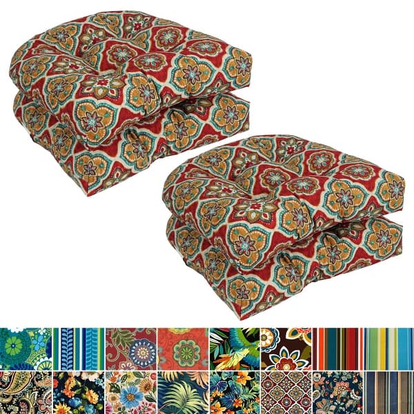 slide 2 of 25, 19-inch Rounded Back Indoor/Outdoor Chair Cushions (Set of 4) - 19" x 19"