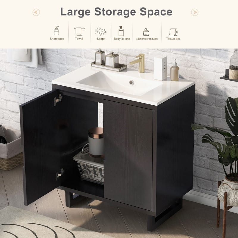 Solid Wood Frame 30" Bathroom vanity Set with Sink
