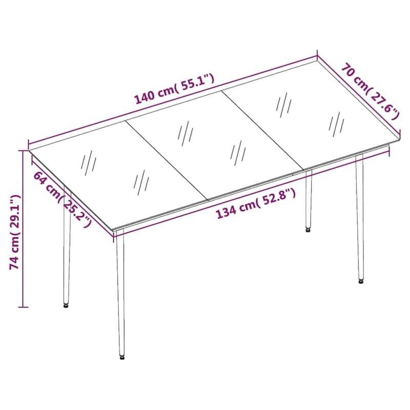 vidaXL Garden Dining Set Grey, Black, Dark Grey - 55.1" x 27.6" x 29.1"/ 4