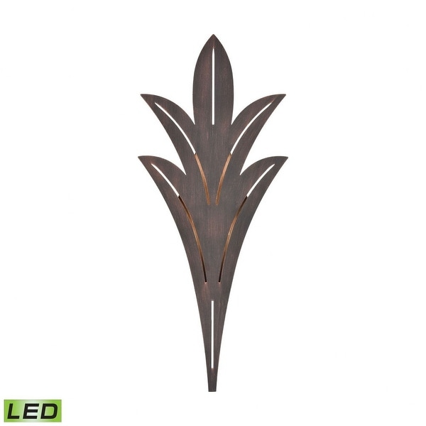Palm Leaf Tropical Style Porch Light - 32 Inch 22W 1 LED Outdoor Flush Mount Wall Lantern Bronze Rust Finish With Laser. Opens flyout.