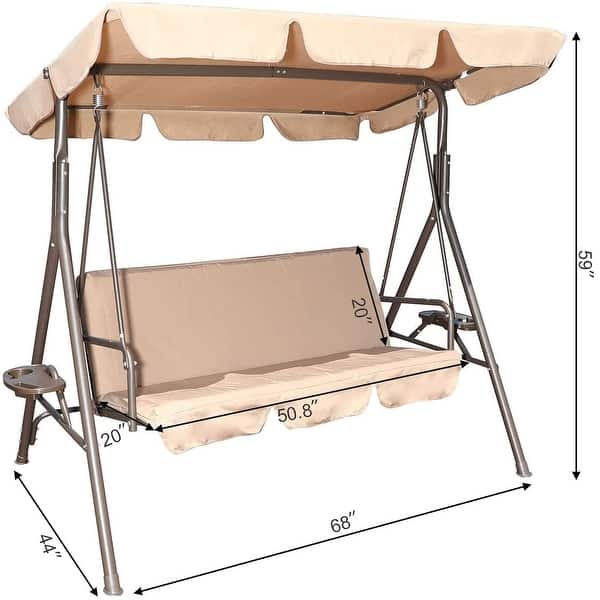 Outdoor 2Seat Swing with Teapoy Weather Resistant Canopy Swinging