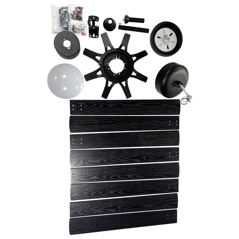 72'' Black Indoor Ceiling Fan with Light Remote Control