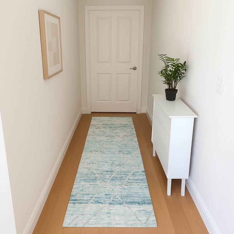 Premium Washable Super Soft Modern Global Mayfield Rug - Teal - 2'3" x 7'6"