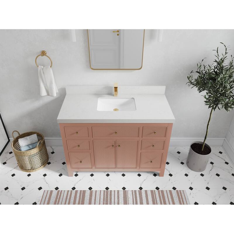 Willow Collections 48 in W x 22 in D Sonoma Free Standing Reeded Single Sink Bathroom Vanity with Countertop