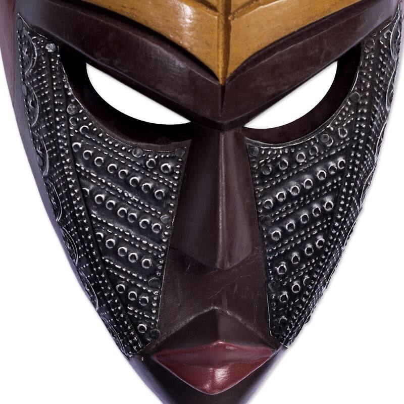 Novica Handmade Ancestral Bat African Wood And Aluminum Mask