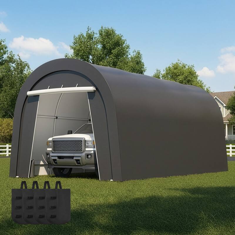 10' x 20'Portable Domed Carport with 2 Roll-up Doors