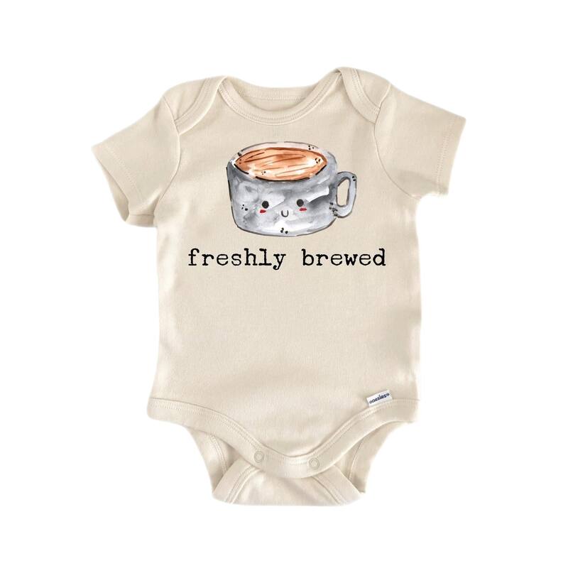 Freshly Coffee Brewed - Baby Boy Girl Clothes Infant Bodysuit Funny Cute Newborn - White - 6-9M