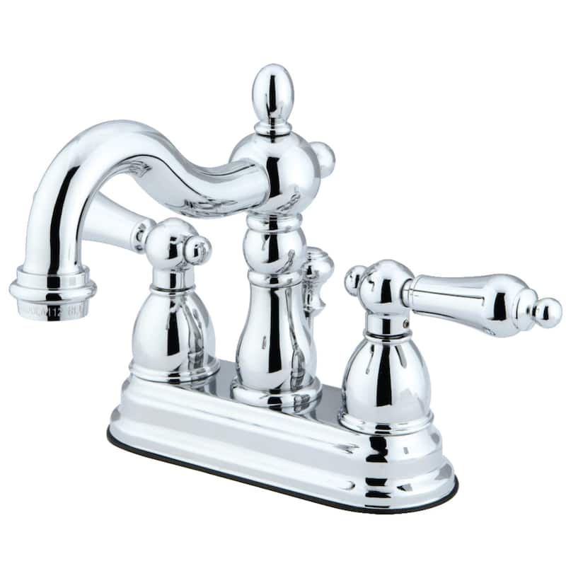 Kingston Brass Heritage Chrome 4-inch Center Bathroom Faucet - Solid Lever Handles