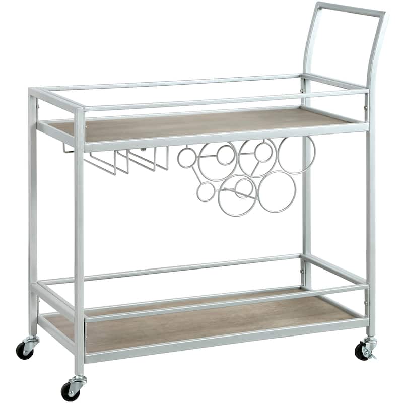 FirsTime & Co. Francesca Bar Cart, Metal Frame, Wood/Glass Top
