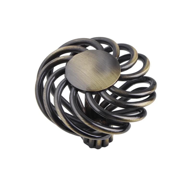 Utopia Alley Aire Round Swirl Cabinet Ring Pull Knob - Vintage Cabinet Hardware with Hand Finished Antique Brass, 1.8"