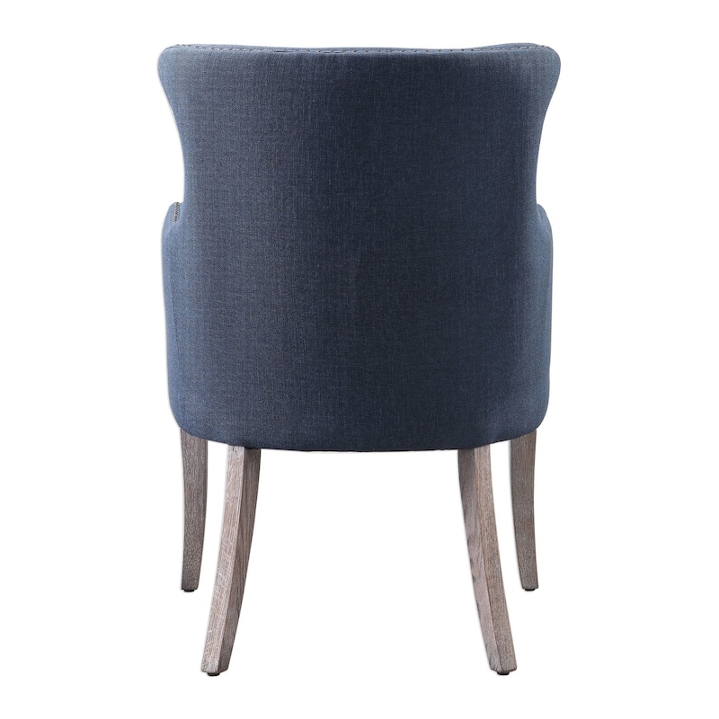 Uttermost Yareena 24-1/2" Wide Wood Framed Linen Wingback Chair - Denim Blue