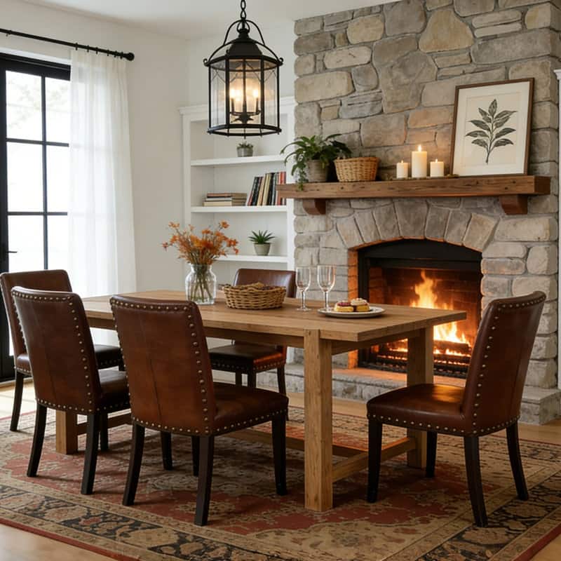 63" Solid Wood Dining Table for 6,Rustic Kitchen Table with Footrest