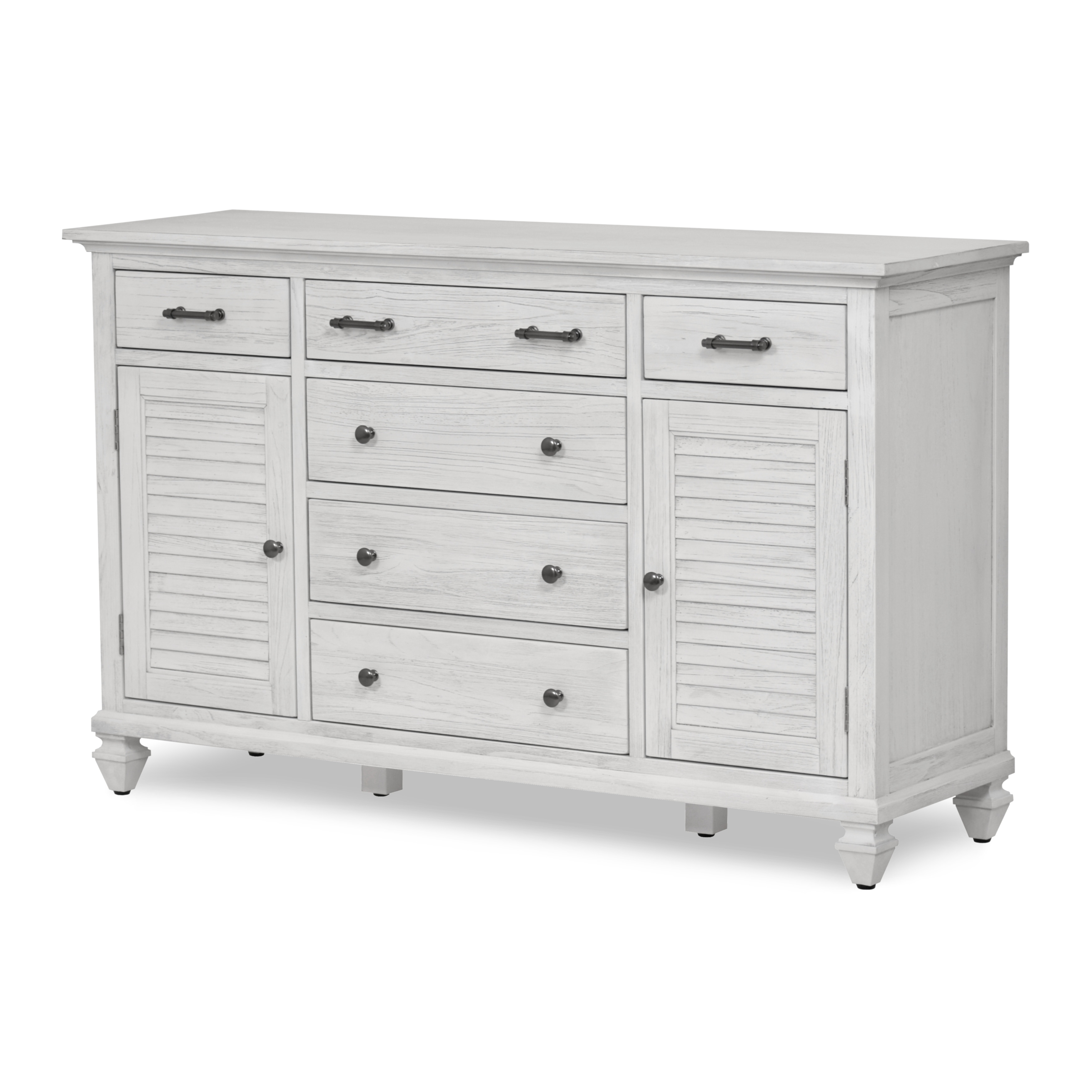 Sea Winds Surfside - 6 Drawer/2 Door Dresser - Weathered White Finish