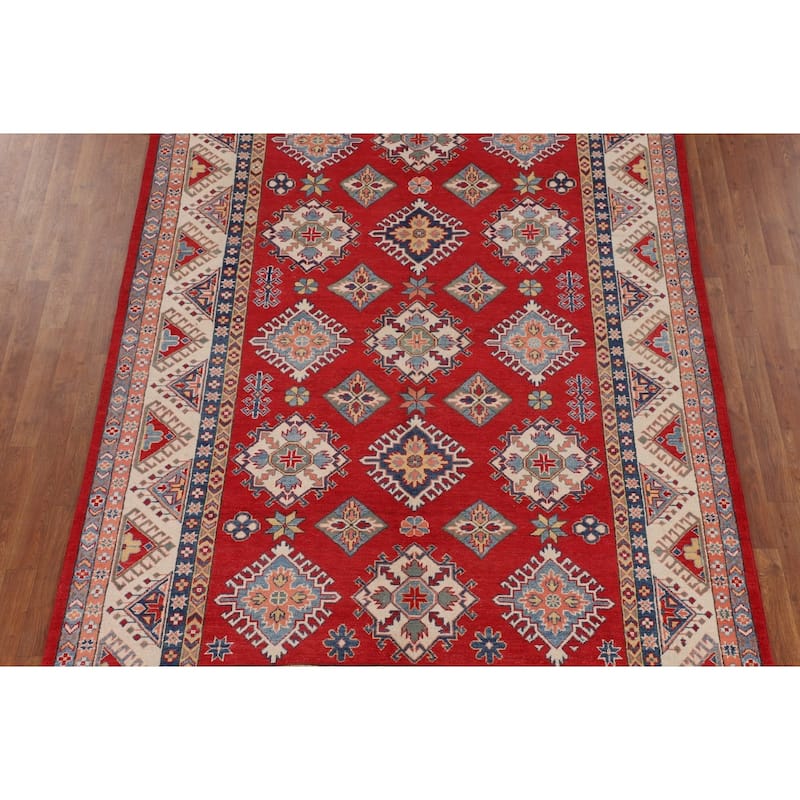 Red Kazak Oriental Area Rug Handmade Wool Carpet - 6'5" x 9'10"