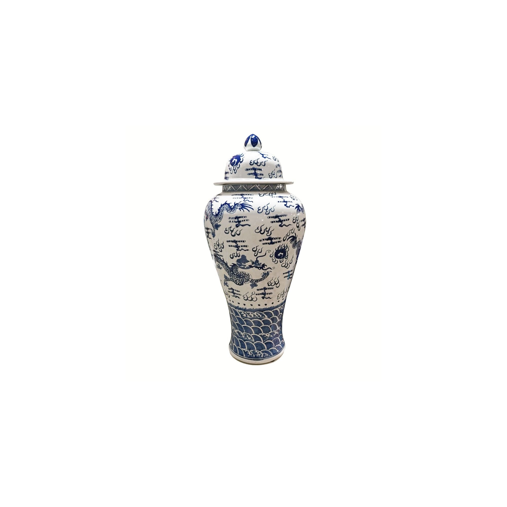 Shop Handmade Sea Dragon Motif Extra Large Temple Decorative Jar