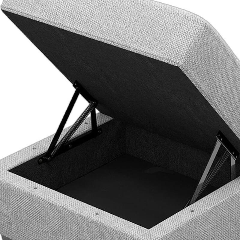 HomeRoots 26" Light Gray and Black Linen Tufted Storage Ottoman