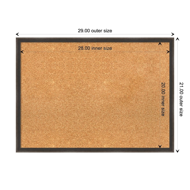 Hardwood Wedge Wood Framed Natural Corkboard Bulletin Board - Hardwood Wedge Chocolate - Board Size 28x20