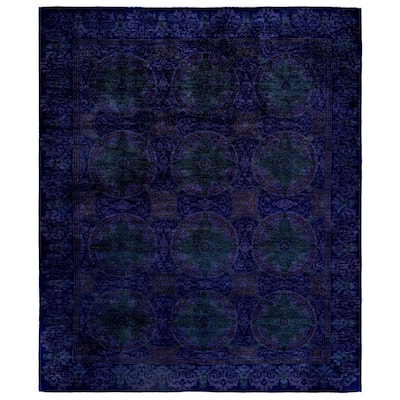 Overdyed One-of-a-Kind Hand-Knotted Area Rug - Navy - 8' 2" x 9' 10"